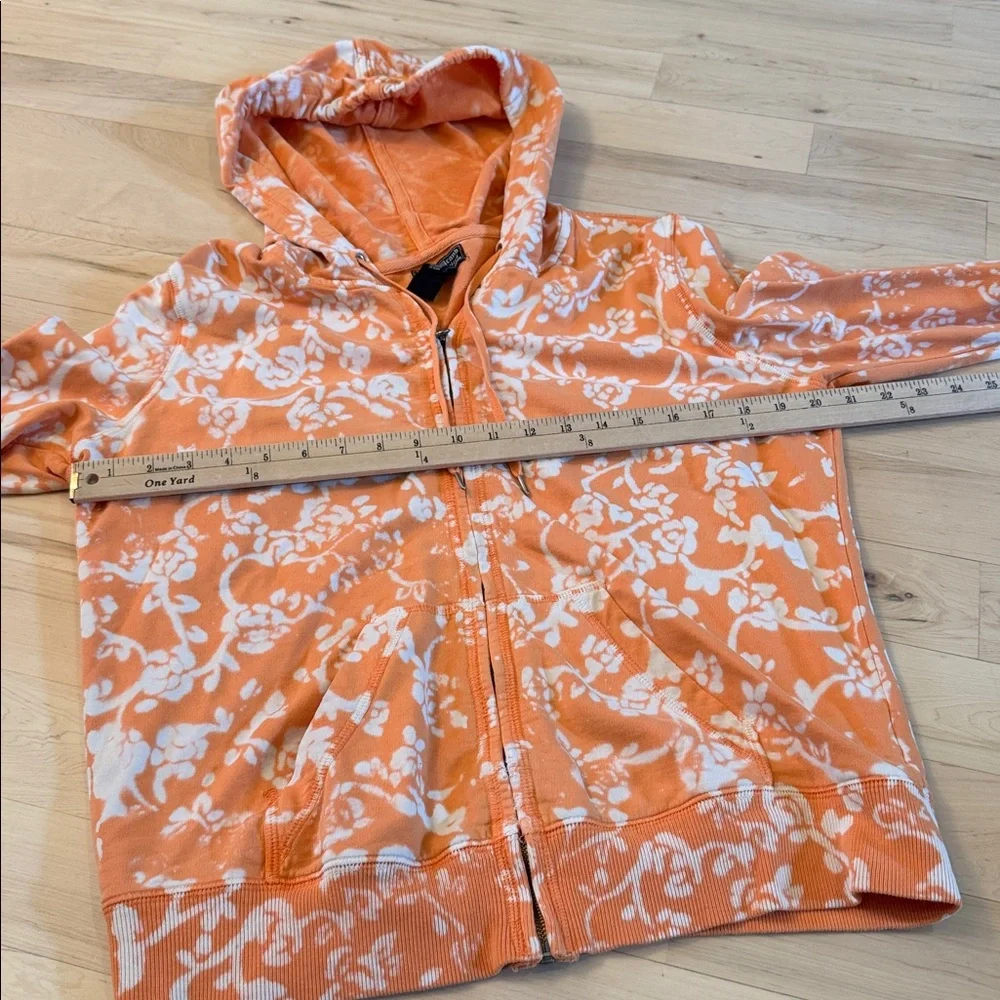 Vintage-Y2K-Lucky Brand Floral Rose AOP-Zip Up Hoodie Sweatshirt-XL-Cotton - Picture 3 of 5